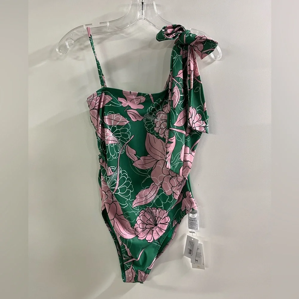 MILLY NWT Cabana Pink Nenuphar 1 Shoulder Water Lily One Piece Swimsuit Beach S - Picture 4 of 16